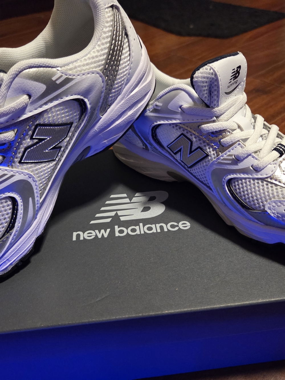 New Balance White & Silver Walking Sneakers